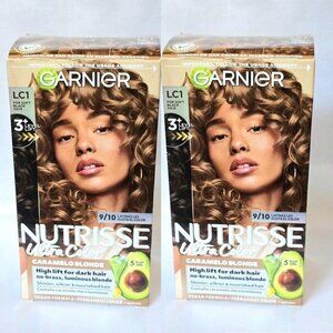 2 x Garnier Nutrisse Ultra Color Caramelo Blonde LC1 For Soft Black Hair NIB